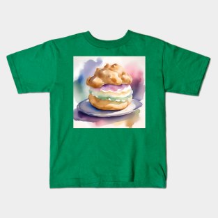 National Cream Puff Day- January 2 - Watercolor Kids T-Shirt